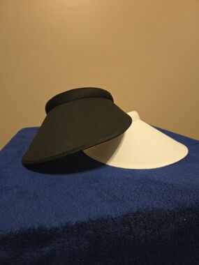 BUNDLE OF 2 PRO.FASHION Clip-On Wide Brim Sun Visor Hats Black & White